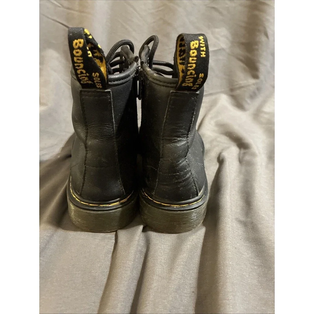 Doc Dr. Martens 1460 J Black Leather Combat Boots W3 | M2 Side Zip
